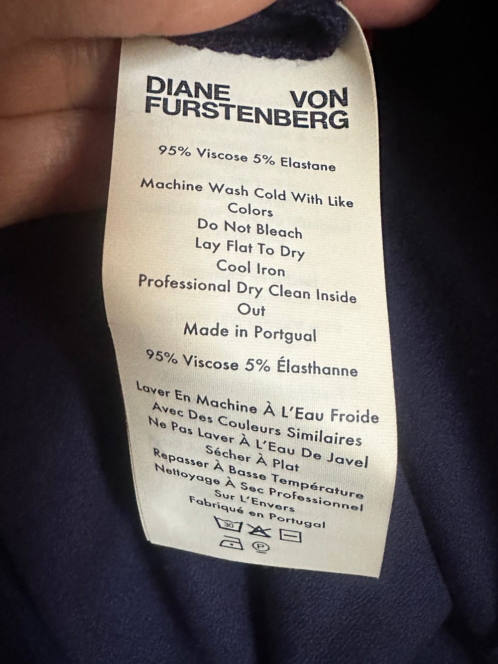 Diane Von Furstenberg Navy Blue Long-Sleeve Viscose Soft Matte Jersey Wrap Top s - Picture 4 of 4